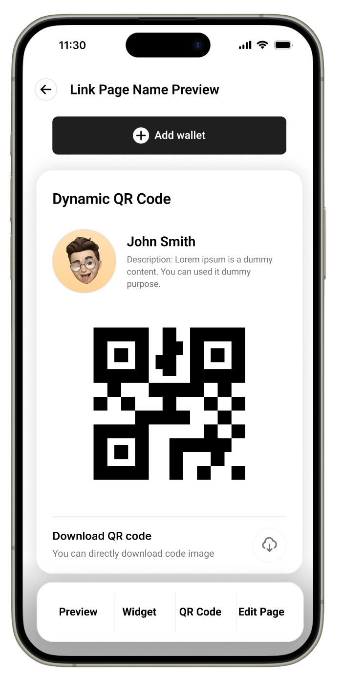 Dynamic QR code screen